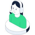Ein Support-Mitarbeiterin mit Headset ist für die Beratung der Kunden erreichbar
